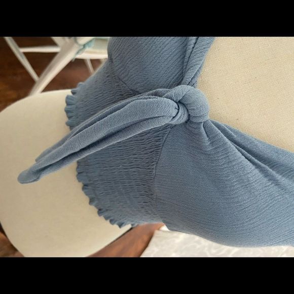 LA Hearts Tie Front Blue Top M - Picture 3 of 3